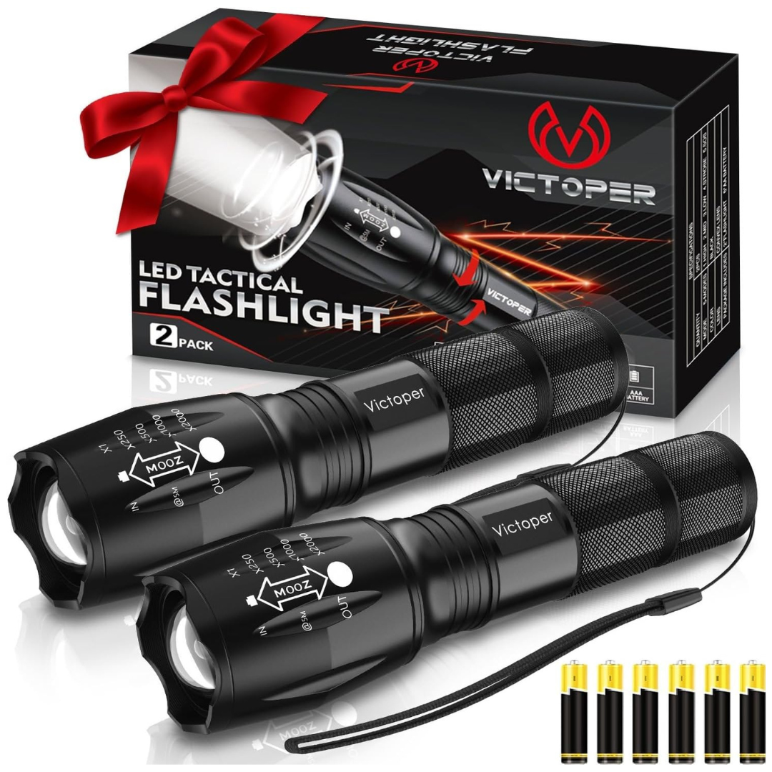 2-Pack Bright 3500 Lumens LED Flashlight with 5 Modes
