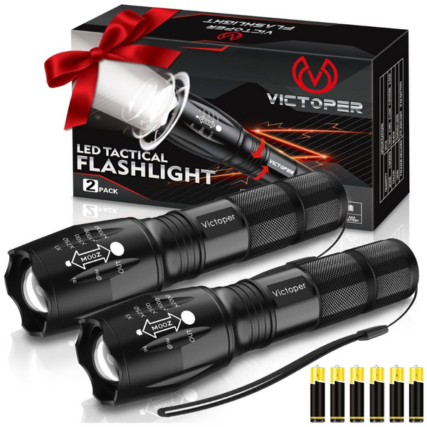 2-Pack Bright 3500 Lumens LED Flashlight with 5 Modes
