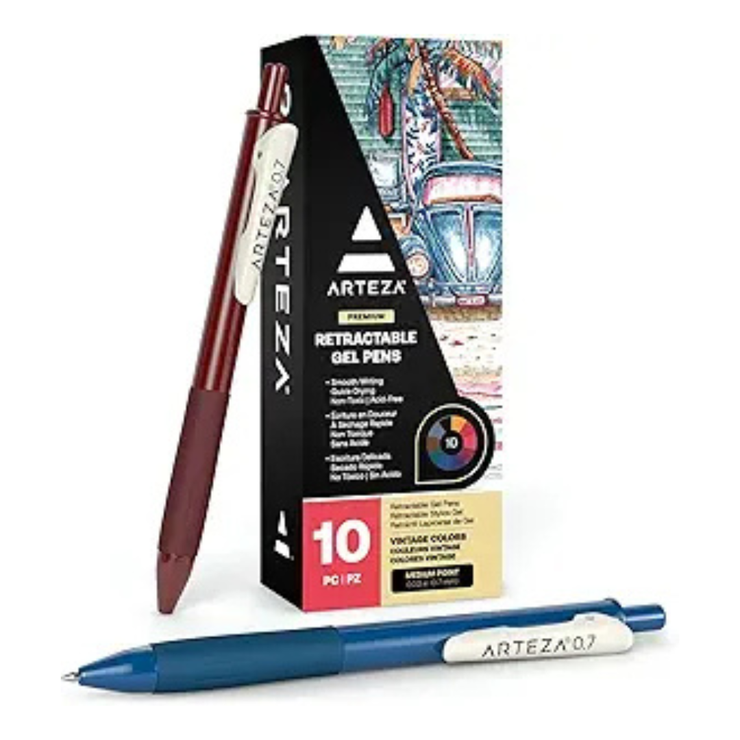 10-Count ARTEZA Retractable Vintage Color Gel Pens Set