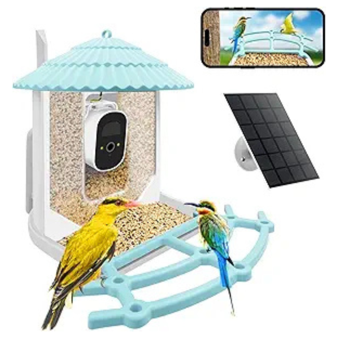 Wireless 2.5K Solar Panel Smart Bird Feeder Camera W/ AI Identification