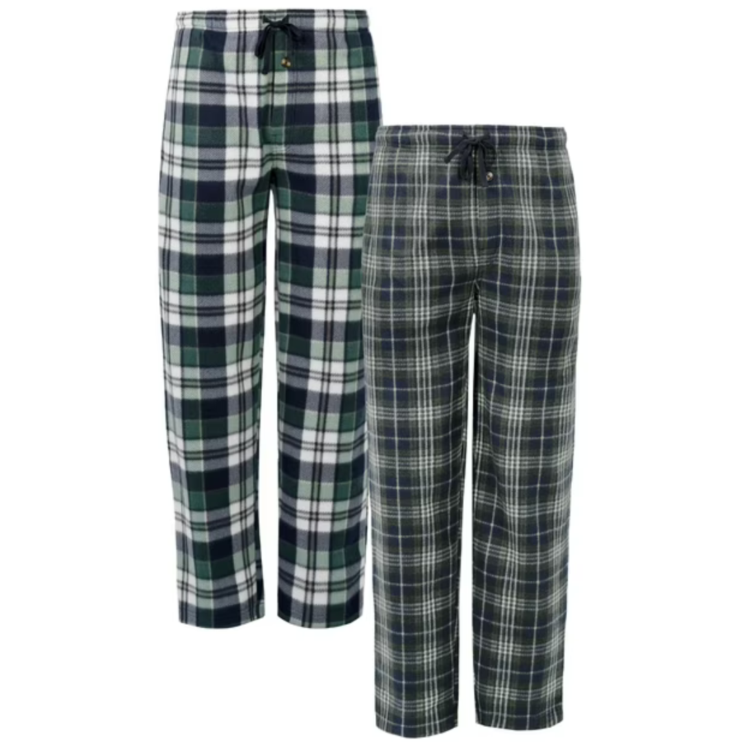 Fruit Of The Loom Men’s Plaid Fleece Pajama Pants (2-Pack)