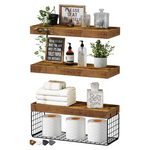Set Of 3 Wall Mounted Floating Bathroom Shelves