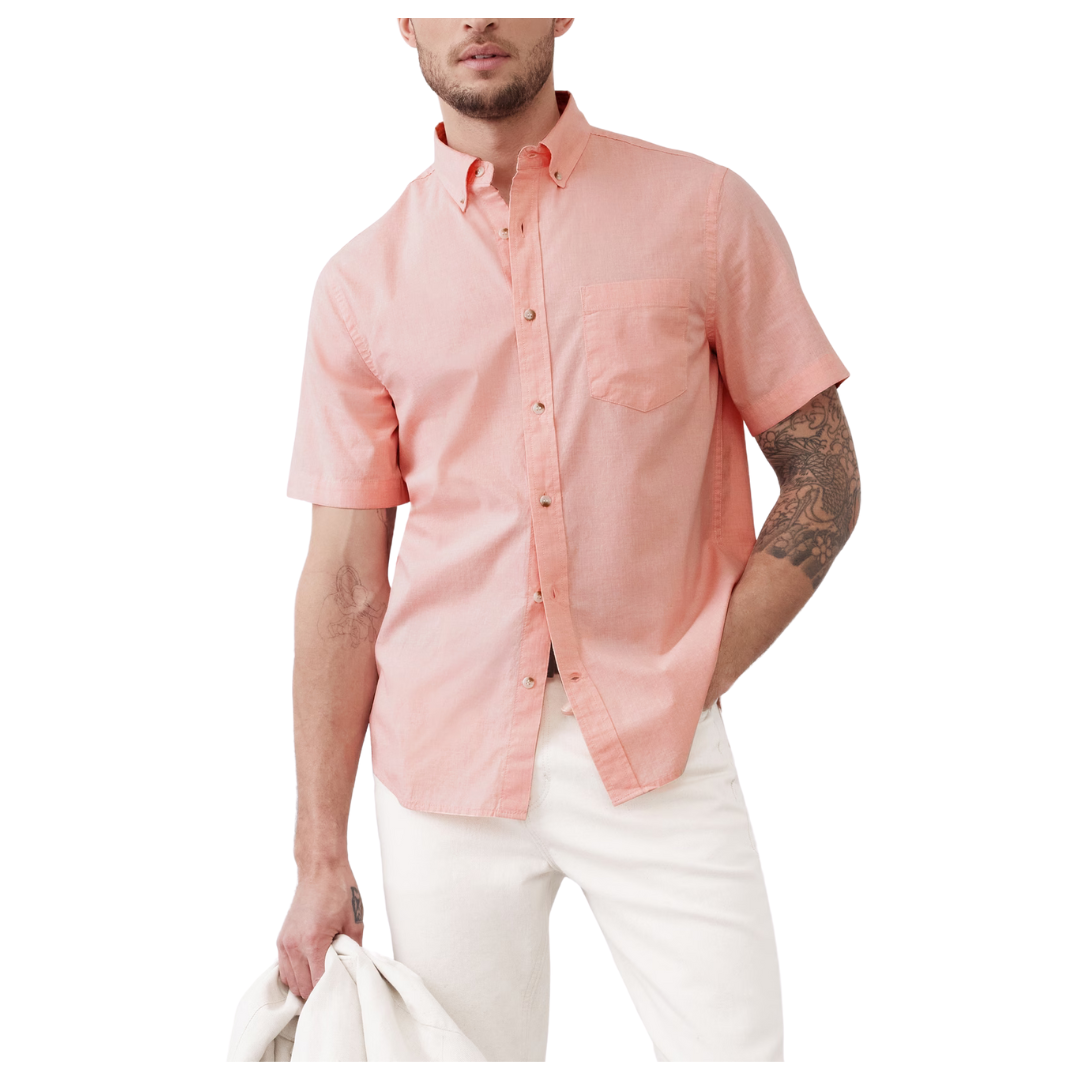 Banana Republic Factory Men's Slim Softwash Cotton Shirt (Peach)
