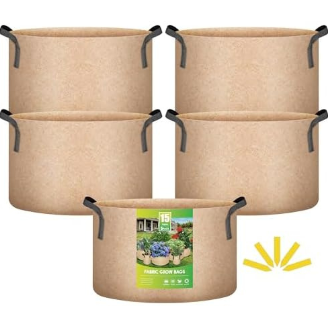 5-Pack IPower 15 Gallon Fabric Plant Grow Bags