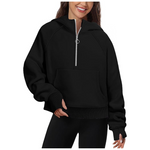 FKEEP Women's Half Zip Cropped Sweatshirt