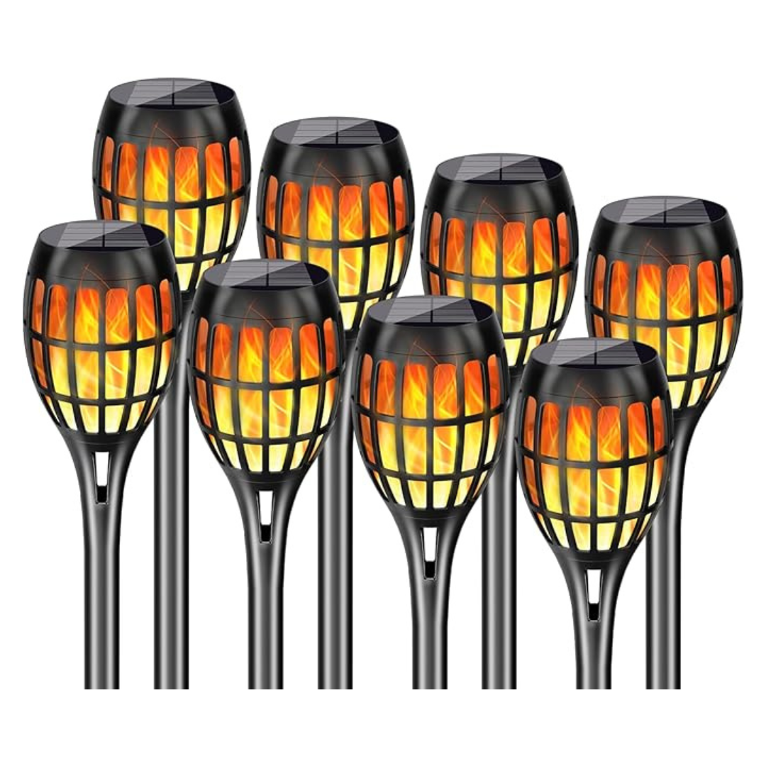8-Pack LED Solar Torch Light With Flickering Flame