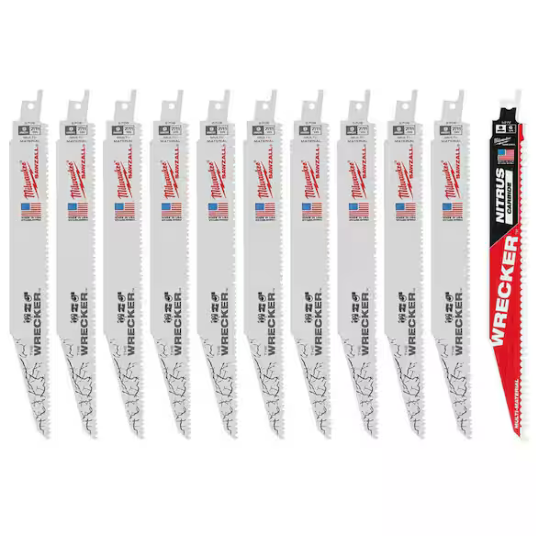 11-Pack Milwaukee 9" Reciprocating Saw Blade Set