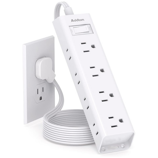 3-Sides 12 AC Outlets 5-Ft Flat Plug Surge Protector Power Strip