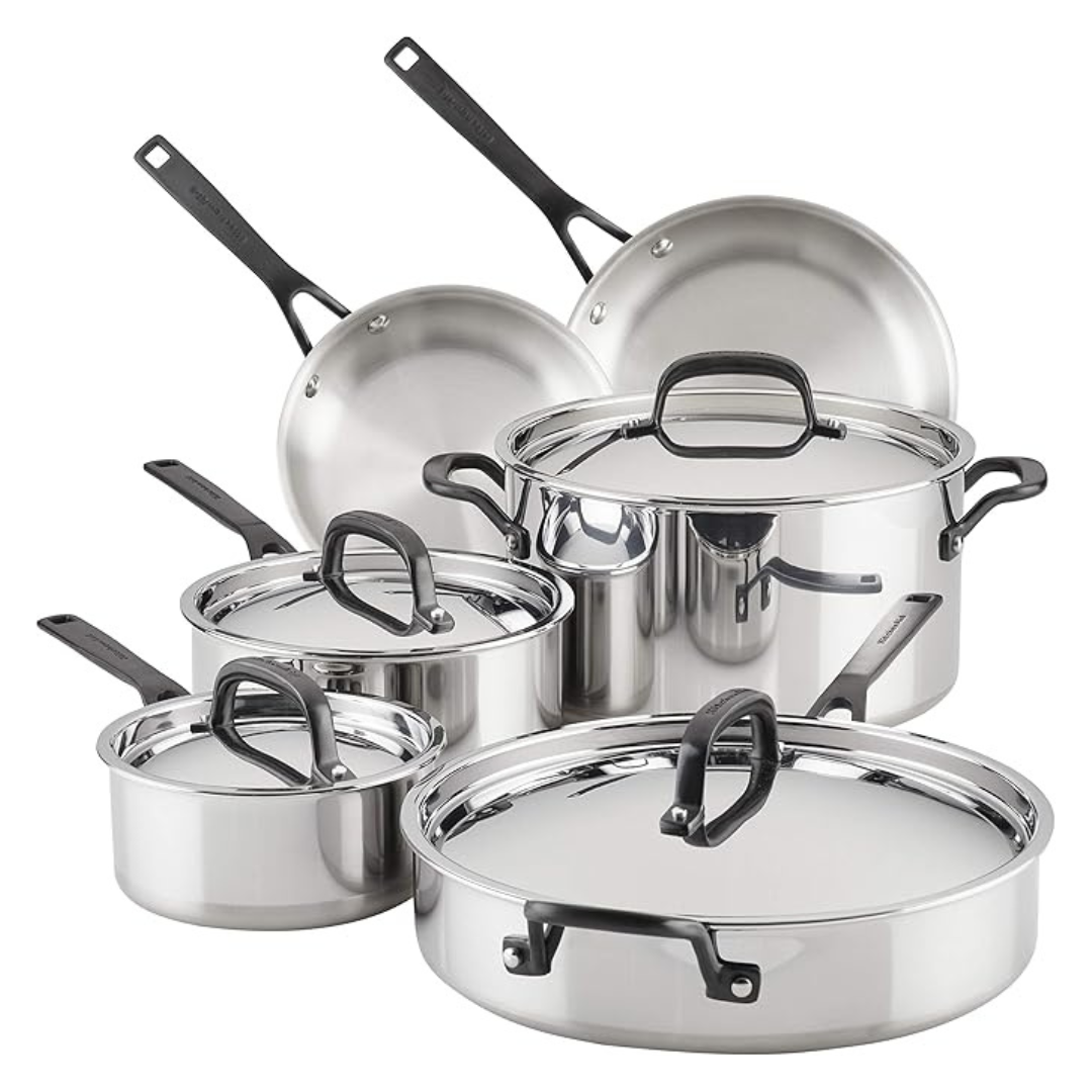 KitchenAid 10-Piece 5-Ply Stainless Steel Cookware Set