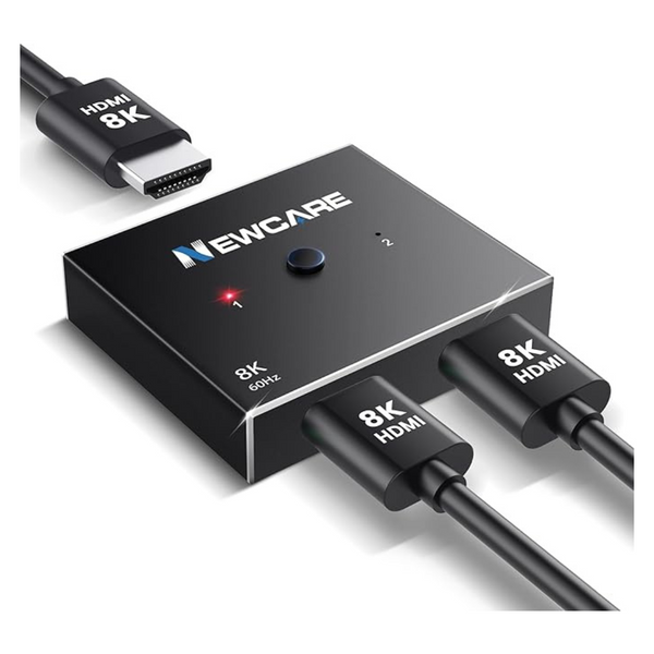 Newcare 2-In-1 Aluminum 8K HDMI 2.1 4K 120Hz HDMI Switcher Splitter