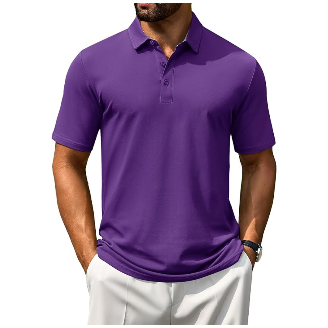 Moisture Wicking Performance Short Sleeve Polo Shirts For Men