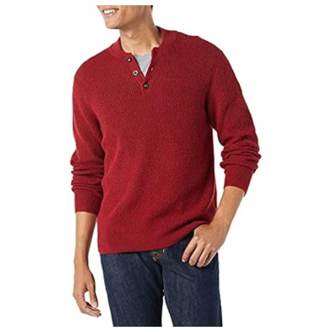 Amazon Essentials Men's Long-Sleeve Henley Sweater