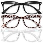 3-Pack Unisex Fashion Fake Blue Light Blocking Glasses
