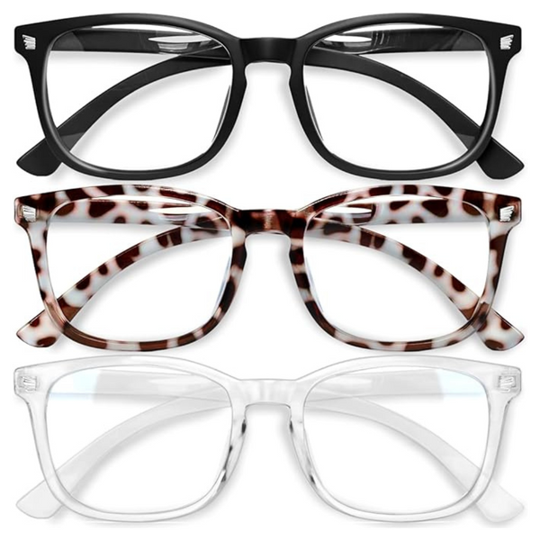 3-Pack Unisex Fashion Fake Blue Light Blocking Glasses