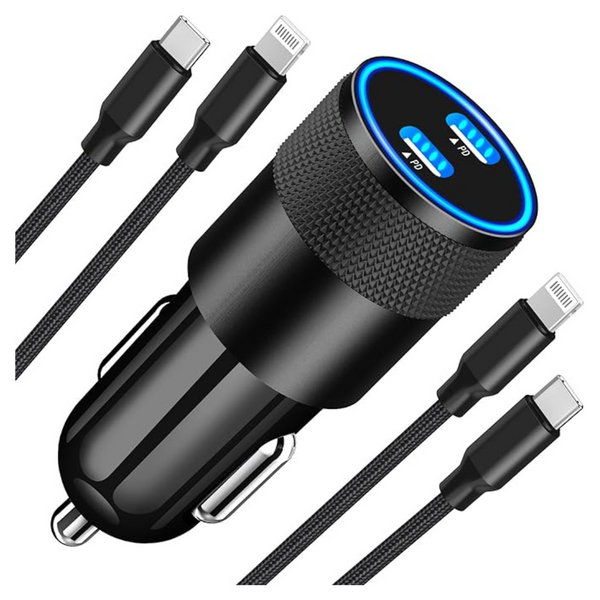60W Dual PD Car Power Cigarette Lighter & Cables