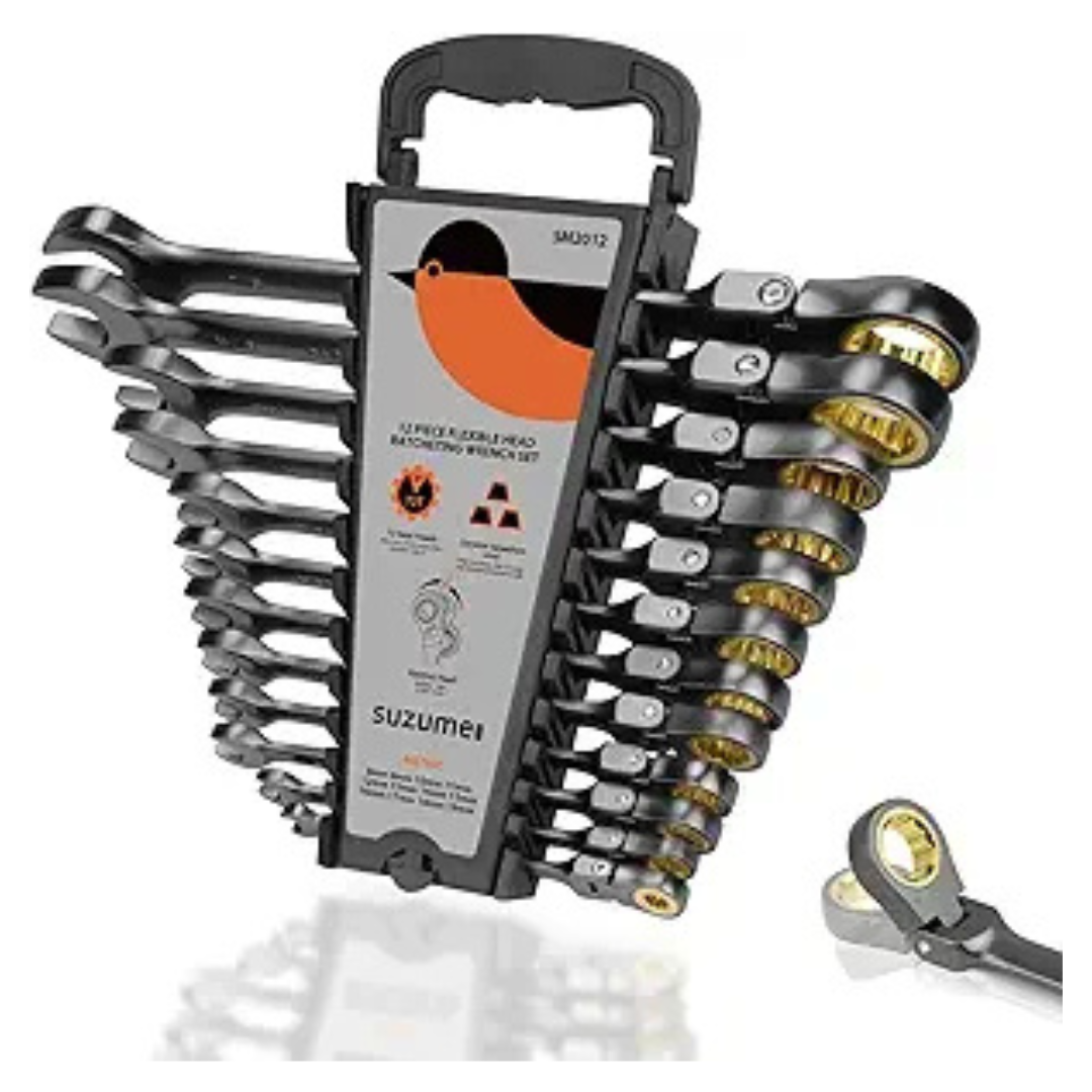 12-Piece Flex Head Ratcheting Wrench Set (8mm-19mm)