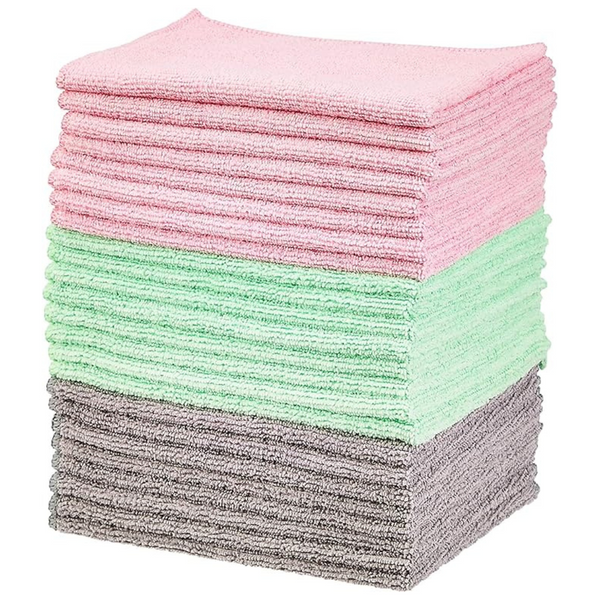 24-Pack Amazon Basics Microfiber Cleaning Cloth (16" x 12")