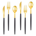 96-Piece Gold With Black Disposable Silverware