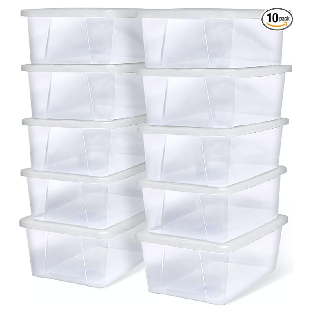 10-Pack 6 Quart Snaplock Small Clear Plastic Storage Bins