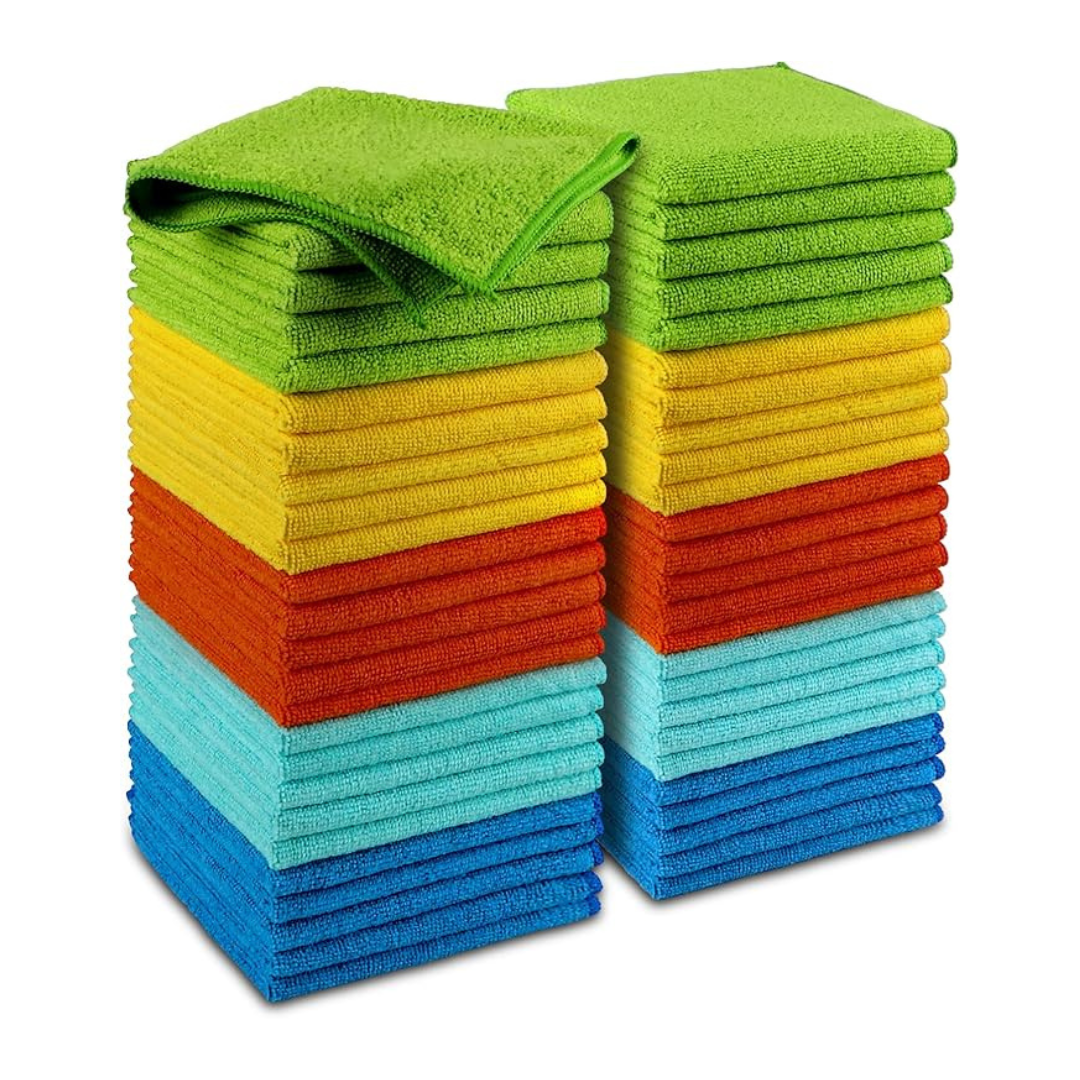 50-Pack Aidea 12" x 12" Microfiber All-Purpose Cleaning Cloths