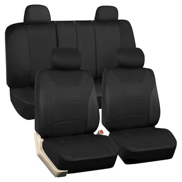 9-Piece Black Car Seat Covers Set With Steering Wheel Cover