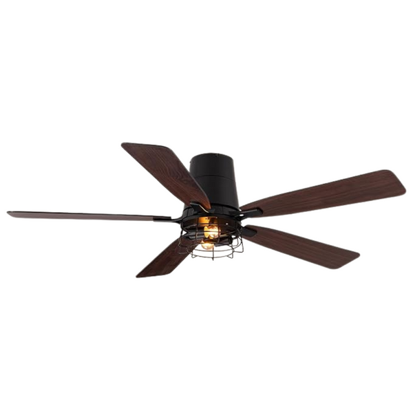 Spacora 52" Black Caged Ceiling Fans With Lights & Remote