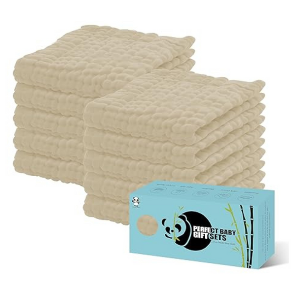 10-Pack 100% Cotton 20" x 10" 6-Layers Muslin Burp Cloths