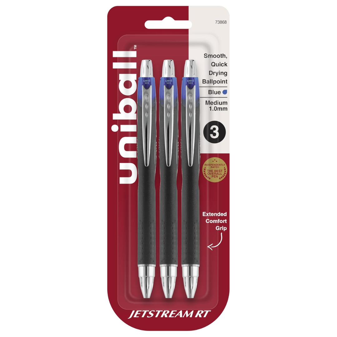 3-Pack Uni-Ball JetStream RT Retractable Ballpoint Pens
