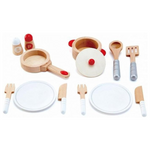 13-Piece Wooden Pretend Play Cooking Set with Accessories