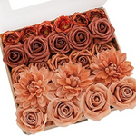 23-Piece Burnt Amber Silk Floral Arrangement