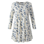 Women's Plus Size 3/4 Sleeve Swing Floral Flare Tunic Top