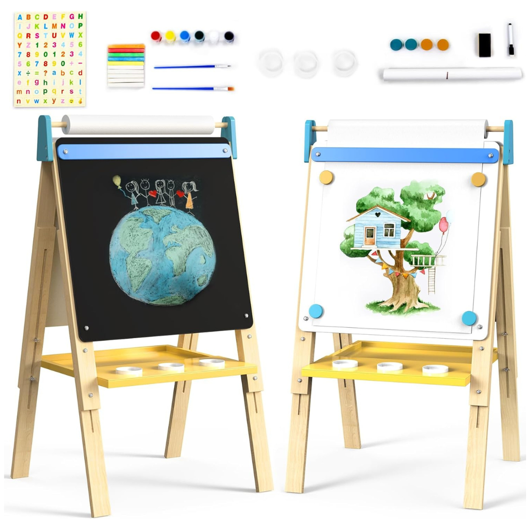 12 In 1 Height Adjustable Chalkboard & Magnetic Whiteboard