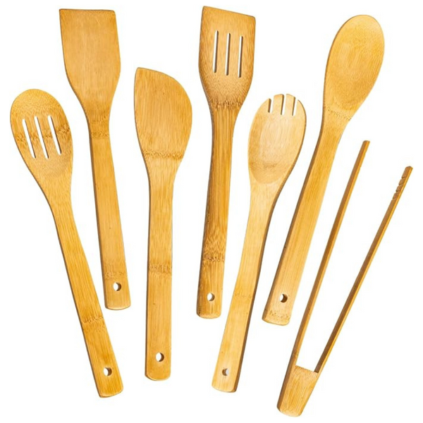 Eisinly 7-Piece Kitchen Nonstick Bamboo Cooking Utensils Set