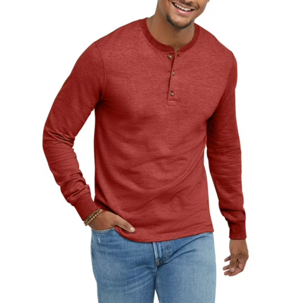 Hanes Men's Originals French Terry Cloth Henley T-Shirt (4 Color Options)