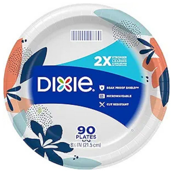 90-Count Dixie 8.5" Light Dinner Size Printed Disposable Paper Plates