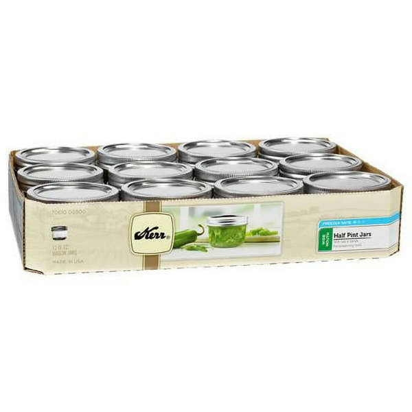 12-Count Kerr Half Pint Wide Mouth Canning Jars W/ Lids