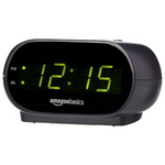 Amazon Basics Small Digital Oval Alarm Clock With LED Display, Nightlight & Battery Backup