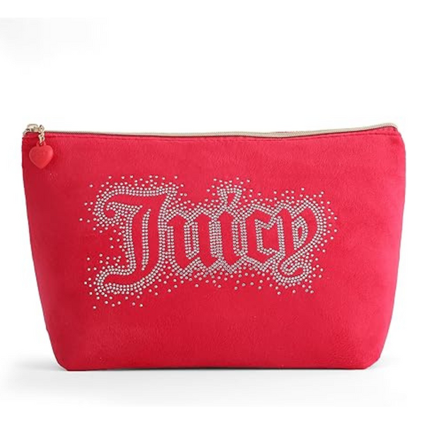 Juicy Couture Red Terry Velour Top Zip Bag