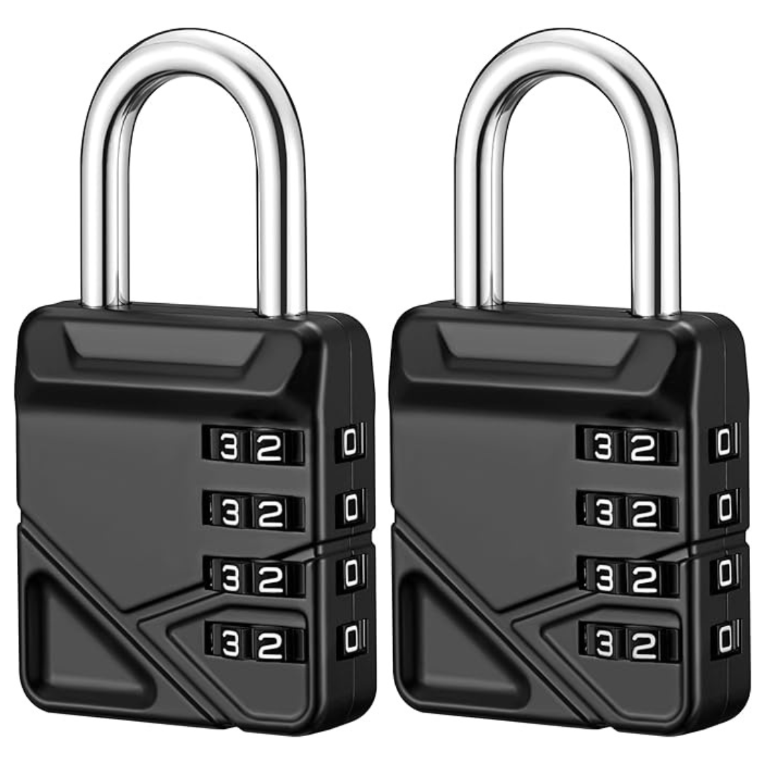 2-Pack Puroma 4 Digit Waterproof Combination Padlock (Black)