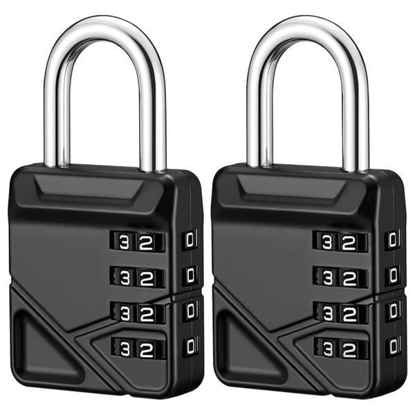 2-Pack Puroma 4 Digit Waterproof Combination Padlock (Black)