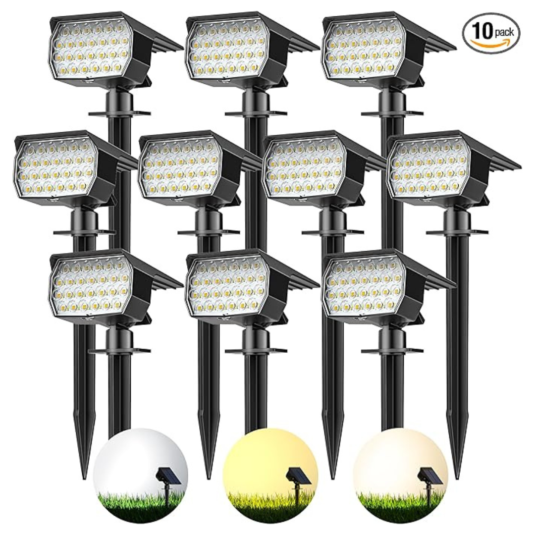 10-Pack 52 LEDs 600LM Solar Powered Solar Security Wall Lights