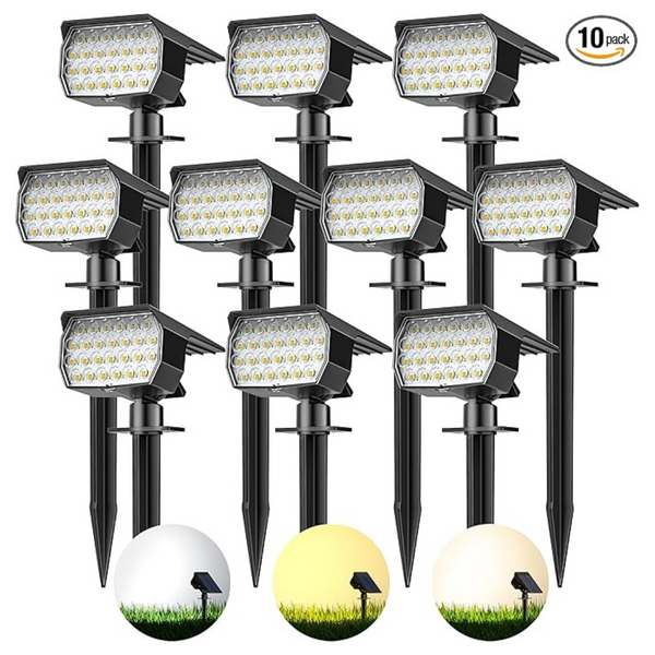 10-Pack 52 LEDs 600LM Solar Powered Solar Security Wall Lights