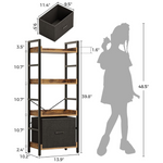 Rolanstar 4 Tier Bookshelf with Removable Drawer