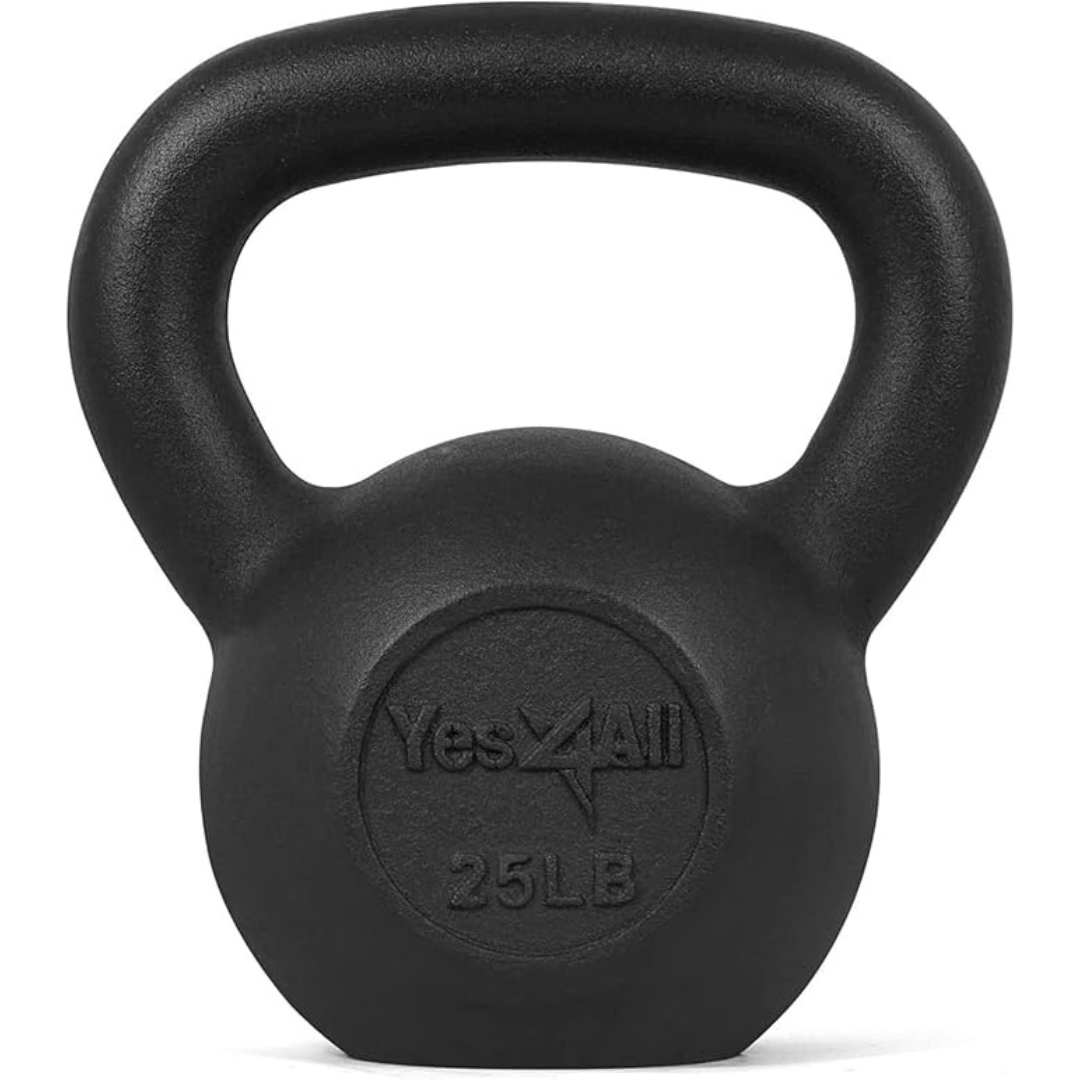 Yes4All 25 lbs Solid Cast Iron Kettlebell Weights Set