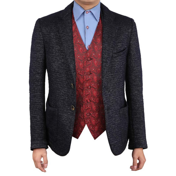 Men's Paisley Woven Microfiber Vest Waistcoat