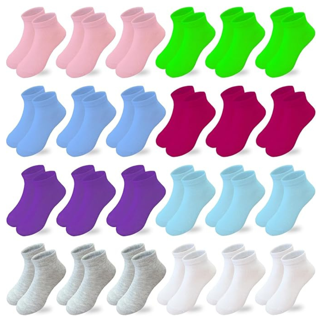 24-Pairs Girl's Ankle Athletic Low Cut Running Socks