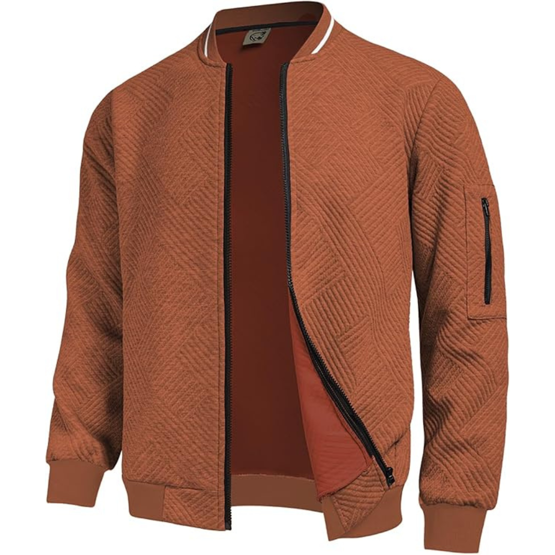 Men's Lightweight Textured Casual Varsity Bomber Jacket
