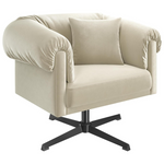 Yaheetech Modern Upholstered Accent Chair Swivel Velvet Armchair With Pillow