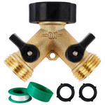 Heavy Duty 2-Way Garden Hose Splitter W/ 2 Extra Rubber Washers