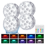 4-Pack Creatrek 10 Color Changing Battery Operated Pool Lights W/ Remote